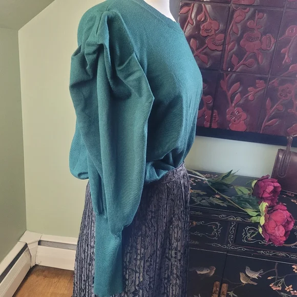 Eloquii green puffed sleeve sweater Size 14/16 - Picture 4 of 8